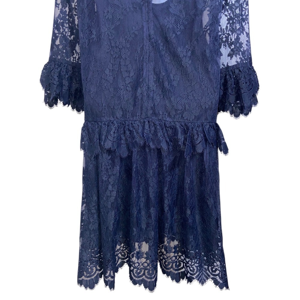 J. Crew NEW Blue Chantilly Lace Swing Dress Cocktail Wedding Guest Romantic 00 - Picture 13 of 13